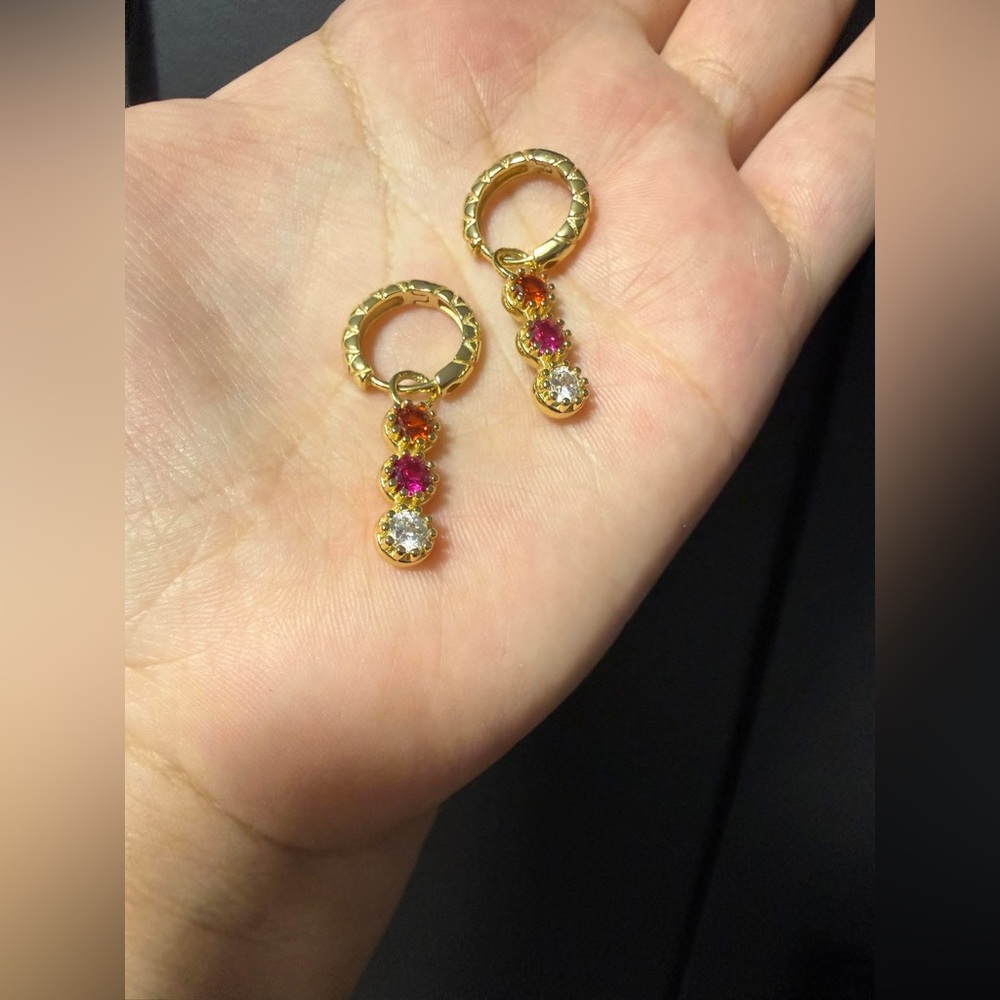 Elegant Gold and Pink Drop Earrings